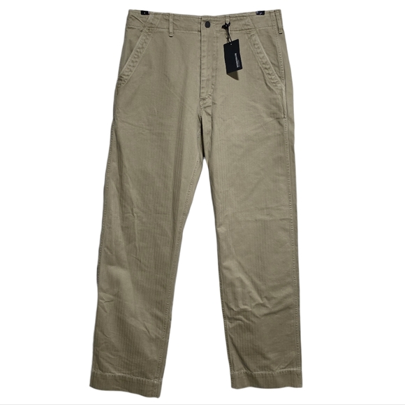 Buck Mason Baker Herringbone Twill Pant in Dry Lemongrass Size 31 NWT